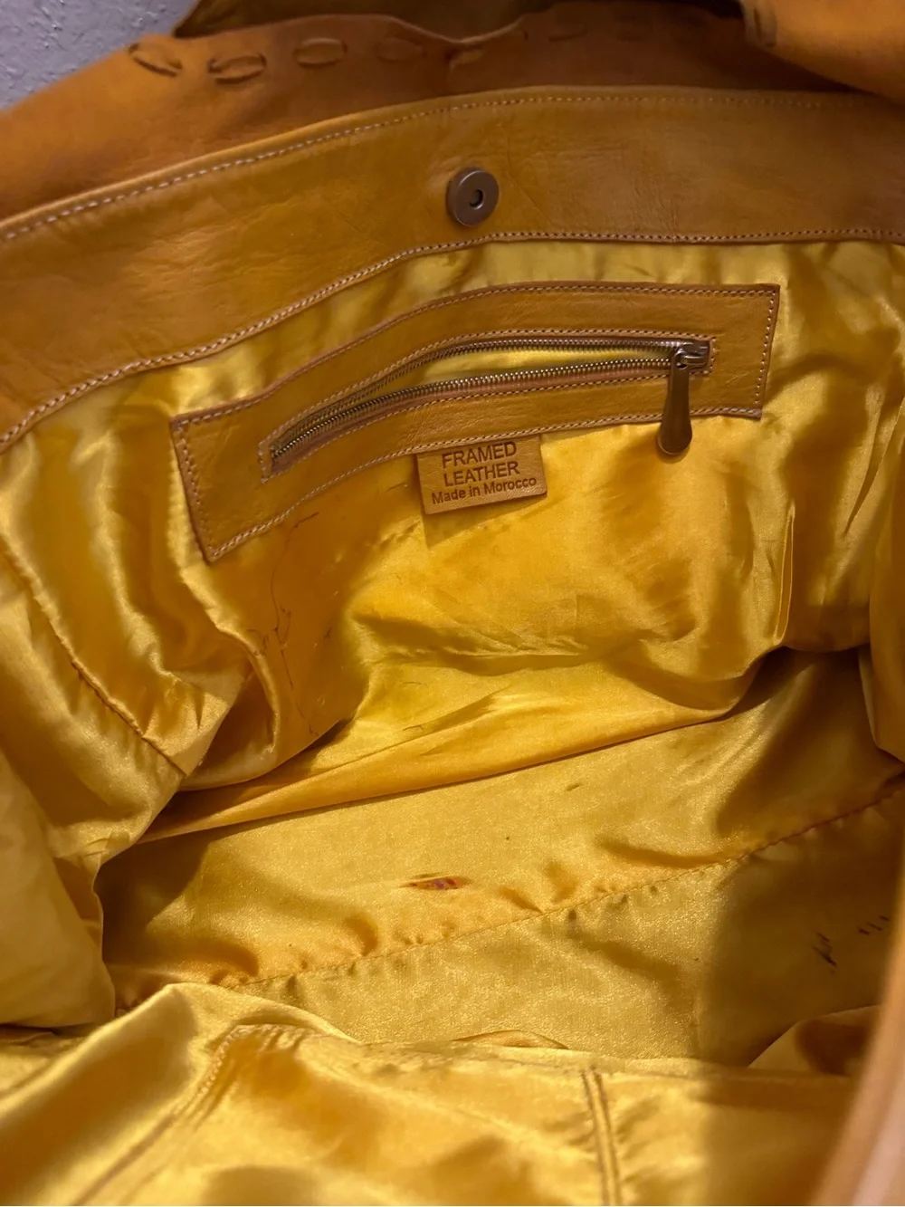 Leather Tote Bag in Mustard Yellow - Unbranded
